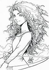 Merida Artgerm Brave Colorier Archery Tvhland Angus Coloringonly Adulte Coloriages Sitting sketch template