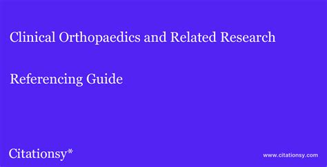 clinical orthopaedics  related research referencing guide clinical