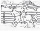 Coloring Pages Horse Rodeo Riding Flag Cowgirl Girl Color Horses Kids Printable Barrel Printables Racing Rocks American Horseback Sheets Cowboy sketch template