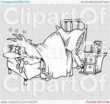Restless Cartoon Woman Illustration Laying Outline Foot Bed Clip Her Royalty Rf Toonaday Transparent Background sketch template