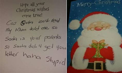 Cruel Christmas Card Claiming Santa Isn T Real Is Sent To An 11 Year