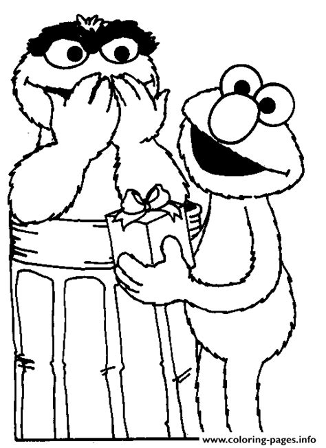 happy birthday  elmo  friendsa coloring page printable