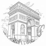 Parijs Louvre Triomphe Kleurboek Philatelicly Hint Eiffel Getcolorings Attractions Tower City sketch template