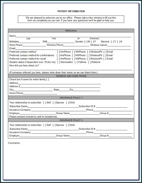 chiropractic  patient forms template form resume examples