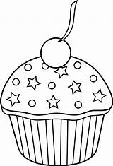 Cupcake Outline Cute Cup Clipart Cake Color Transparent Pinclipart sketch template