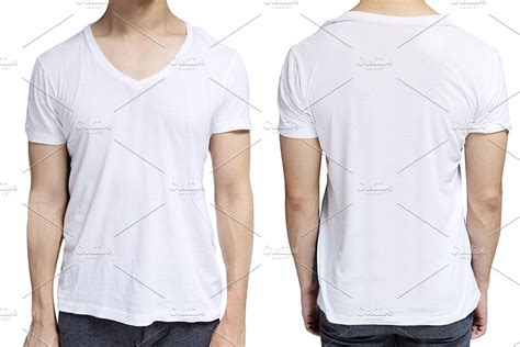 White Blank V Neck T Shirt Template Creative Photoshop