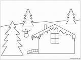 Winter Pages House Coloring Color sketch template