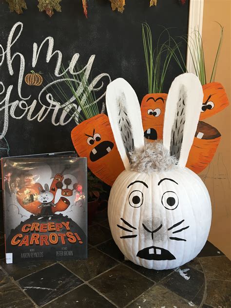 Jasper Rabbit Creepy Carrots Book Character Painted Pumpkin Book