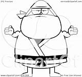 Ninja Cartoon Chubby Man Clipart Careless Shrugging Depressed Cory Thoman Outlined Coloring Vector Royalty Clipartof sketch template