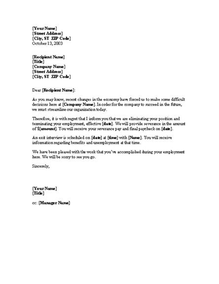 notice  layoff letter template  letters templates