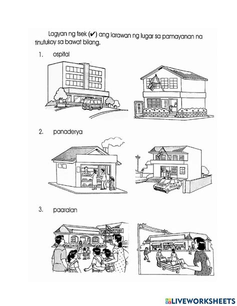 lugar sa pamayanan worksheet preschool worksheets worksheets workbook