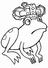 Frog Coloring Prince Printable Pages Crown Wearing sketch template