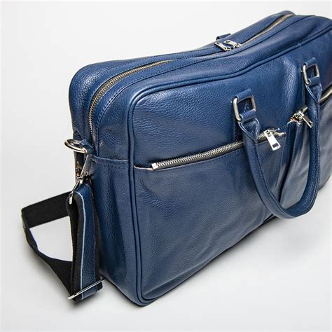 slim leather briefcase blue pebbled hides canada touch  modern