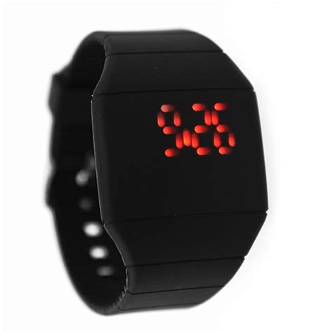 touch screen watch silicone plastic band digital led
