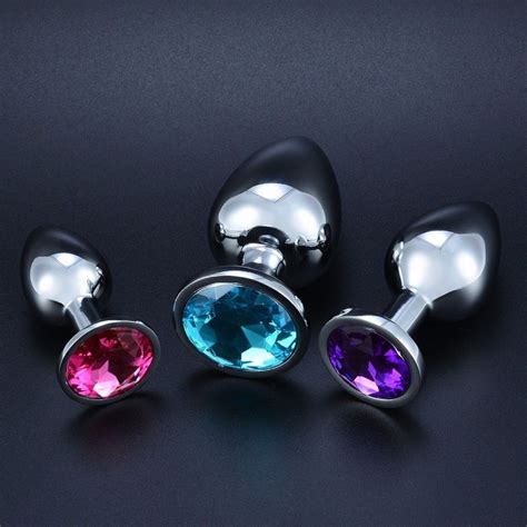 Stainless Steel Anal Butt Plug Anal Beads Crystal Jewel S M L Metal