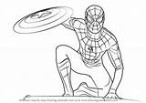 Spiderman Coloring Drawing Homecoming Pages Draw Spider Man Captain War America Sketch Civil Easy Shield Step Drawingtutorials101 Learn Printable Drawings sketch template