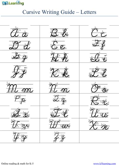 sample cursive writing guide template   formtemplate