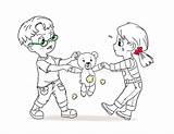 Toy Fight Over Coloring Sister Brother Cartoon Color Clipart Children Illustration Two Illustrations Vectors Royalty Quarrel sketch template