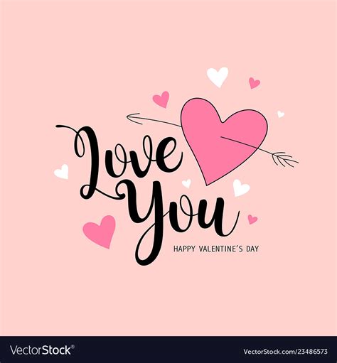 happy valentines day love  message pink heart vector image