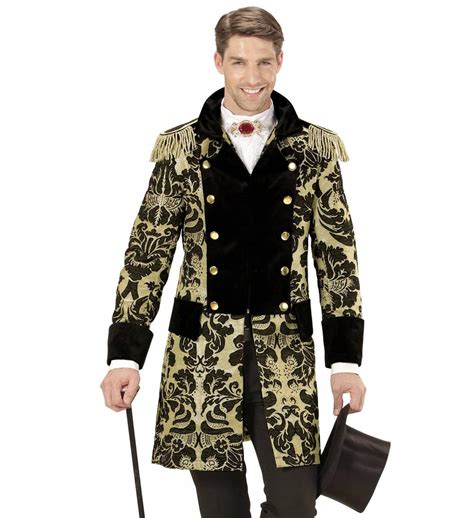 karneval herren kostuem mantel jacket jaquard schwarz gold