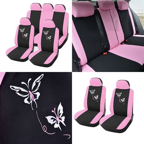dewtreetali seat protector pink car seat covers butterfly embroidery