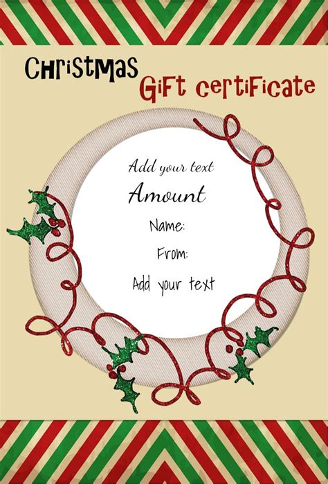 christmas gift voucher templates holiday gift certificates