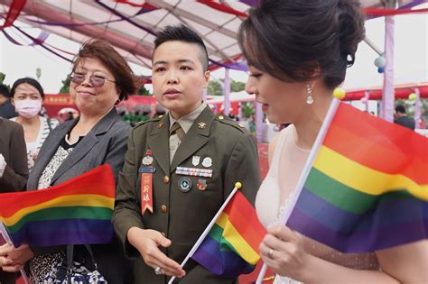 coming out bravely taiwan same sex couples join military wedding for