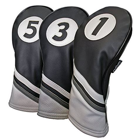 golf headcovers black  white leather style    driver