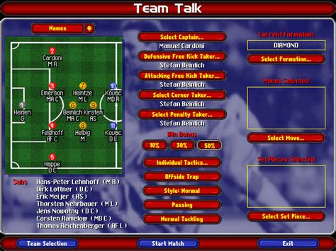 screenshot of ultimate soccer manager 98 windows 1998 mobygames