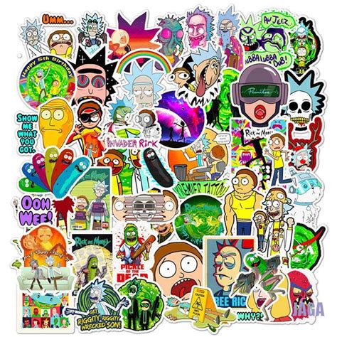 Ja 50pcs Cartoon Anime Rick And Morty Stickers Diy Skateboard Stickers