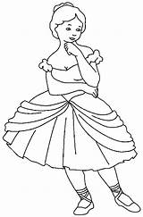 Coloring Girl Ballerina Standing Pages sketch template