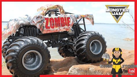 monster jam zombie monster truck crash smash   beach youtube