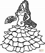 Flamenco Spanish Dancer sketch template