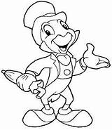 Cricket Jiminy Coloring Pages Pinocchio Disney Characters Happy Drawings sketch template