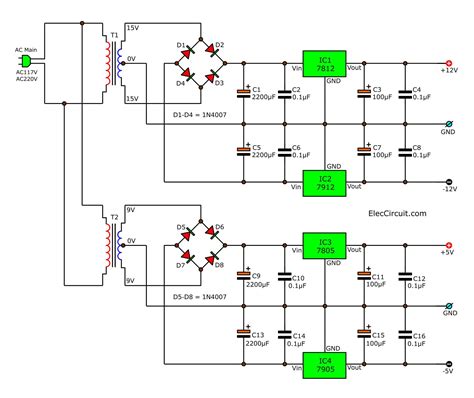 multi voltage power supply circuit eleccircuitcom