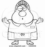Lunch Lady Cartoon Coloring Careless Chubby Shrugging Illustration Royalty Clipart Cory Thoman Vector Template sketch template