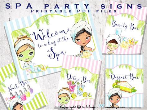 spa party printables instant  spa day girls spa etsy