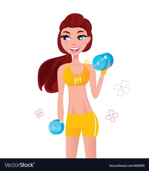 Beautiful Fit Girl With Dumbbell Weights Vector Image