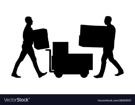 delivery man carrying boxes goods silhouette vector image