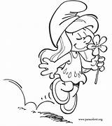 Coloring Smurfette Colouring Pages Smurfs Smelling Flower Para Sketch Drawing Cute Happy Colorir Cartoonbucket Printable Kids Bouncy Gif Popular sketch template