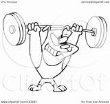 Weights Lifting Dog Cartoon Clip Toonaday Outline Illustration Royalty Rf 2021 sketch template