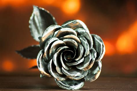 metal rose roses perfect handmade forged iron steel rose art etsy canada