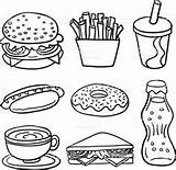 Fastfood Comida Alimentos Desayuno Saludables Saludable Hamburger Boyama Alimentación Plato Comer Bebida sketch template