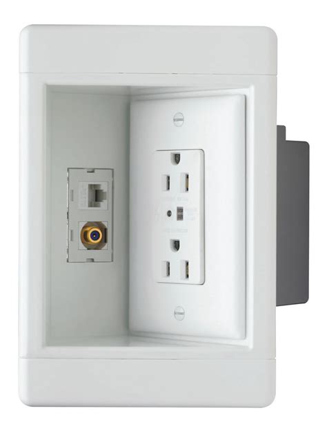 single gang recessed tv box  surge protective  voltage kit white wall boxes