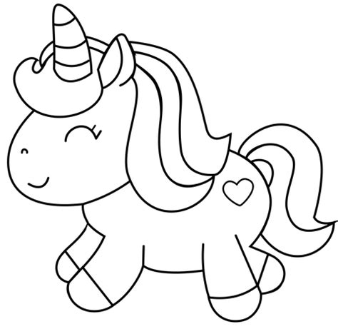 easy unicorn easy kawaii coloring pages set  isolated coloring cute