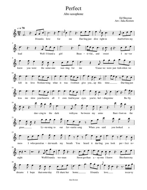 Perfect Alto Saxophone Sheet Music For Saxophone Alto Solo