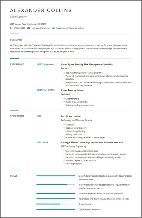 cyber security resume sample   experience resume  gallery