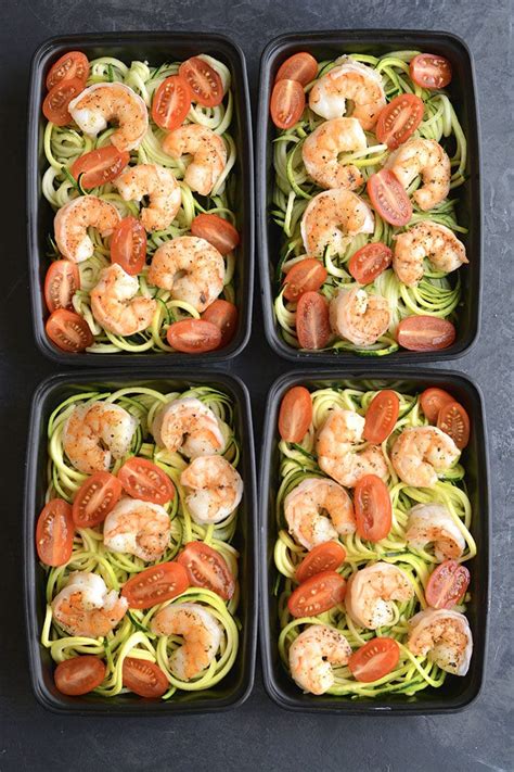 meal prep shrimp zucchini noodles paleo  carb skinny fitalicious
