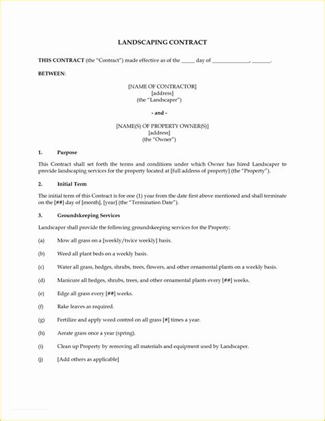 lawn care contract template   easy  fast lawn care landscaping