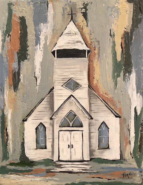 white church acrylic painting  pam castleberry canvas painting